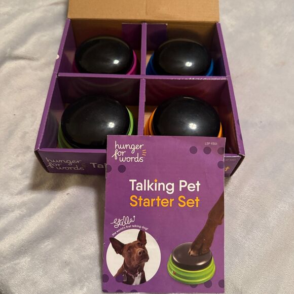 Hunger for Words Talking Pet Starter 4 Set Recordable Buttons Stella - Picture 2 of 6